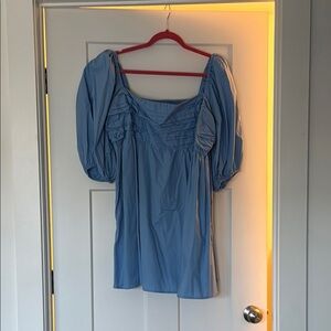 Blue Puff Sleeve Women's Dress